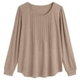 thumbnail image 3 of SUNBS Blouses for Women Business Casual Dressy Tops Crewneck Pleated Long Sleeve Shirts Trendy Clothes, 3 of 8