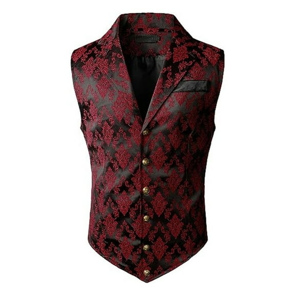 chengsi Mens Retro Suit Waistcoat Formal Gothic Steampunk Victorian Single Breasted Vest