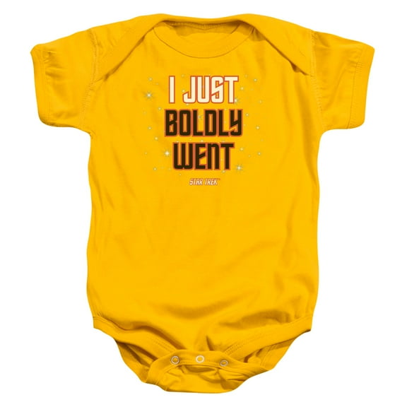 Trevco CBS746C-SS-4 Star Trek & Boldly Went Infant Cotton Snapsuit, Gold - Extra Large - 24 Months