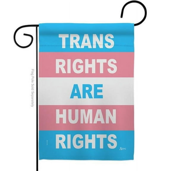 Americana Home & Garden G149688-BO Trans Rights Human Support Pride 13 x 18.5 in. Double-Sided Decorative Vertical Garden Flags for House Decoration Banner Yard Gift