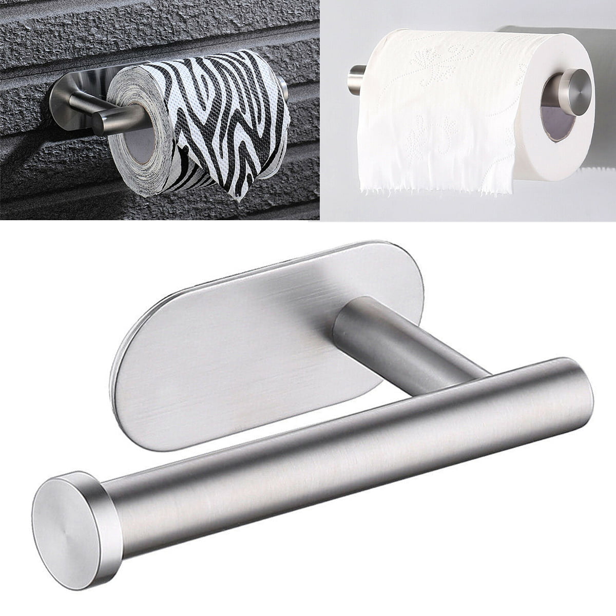 2x Stainless Steel Bathroom Toilet Paper Holder Roll Tissue Wall Mounted Silver 