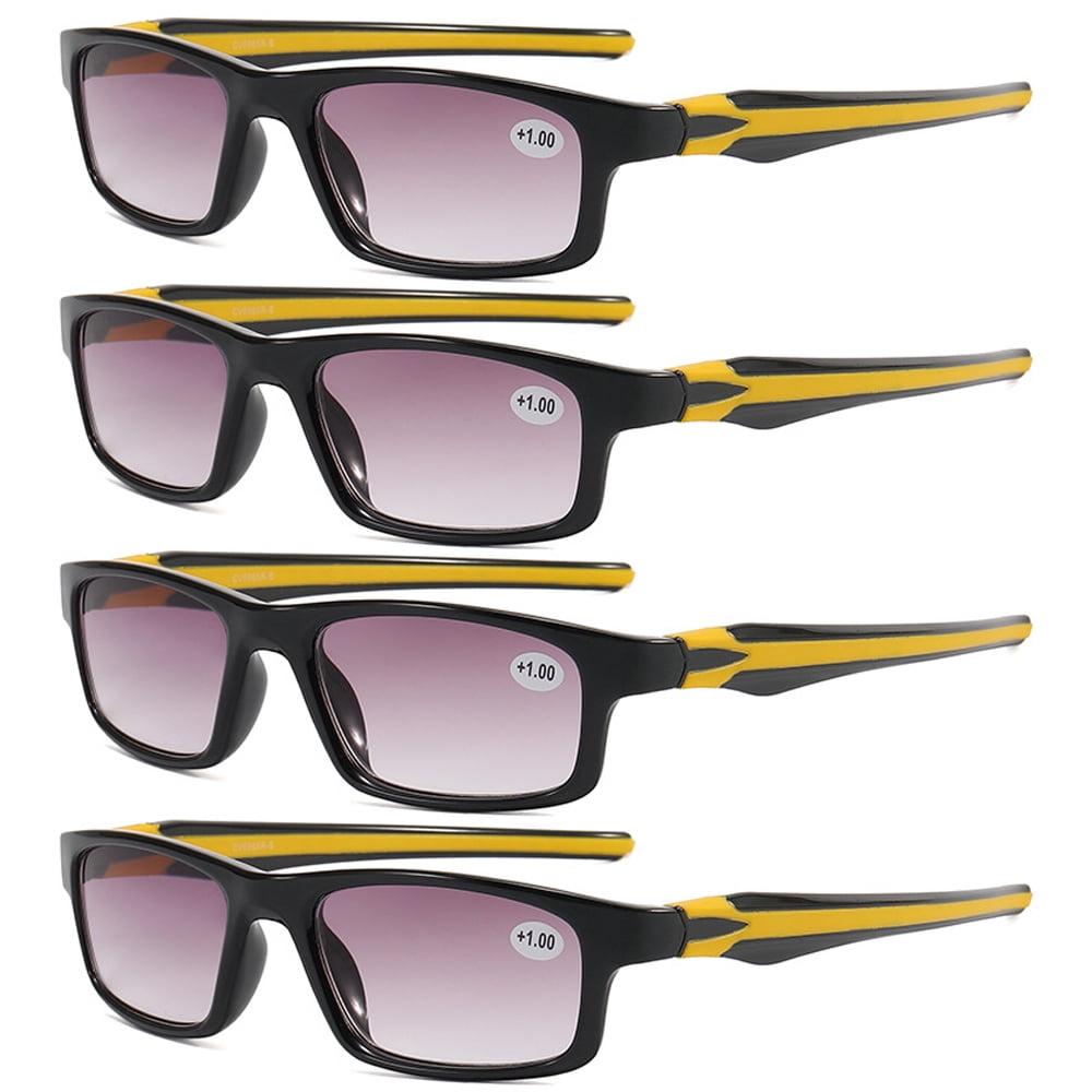 4 Pack Gradient Tinted Reading Glasses Sports Sunglasses Presbyopia