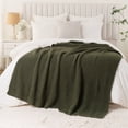thumbnail image 6 of Battilo Olive Green Waffle Throw Blanket for Couch,Decorative Chenille Blanket for Home Decor,50"x60", 6 of 9