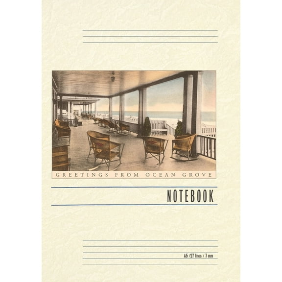 Vintage Lined Notebook Greetings from Ocean Grove, New Jersey, Veranda, (Paperback)