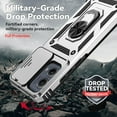 thumbnail image 5 of for Motorola Edge 2024 Case with Slide Camera Cover HD Screen Protector [Military Grade Drop Tested] Magnetic Ring Holder Kickstand Protective Phone Case for Motorola Moto Edge 2024, Silver, 5 of 17