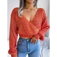 thumbnail image 3 of New-coming Autumn Winter Top Pull Femme Lantern Sleeve V-Neck Crop Sweater Knitted Slim Jumper Vintage Warm Korean Women's Sweat, 3 of 6