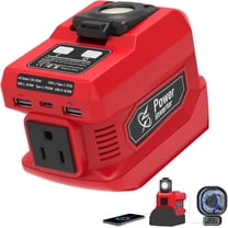 Kzreect 220W Power Inverter Compatible with  Milwaukee  18V Battery, 110V 220W Output, 2 USB-A & 400 LM LED for Car, Camping & Emergency Use