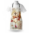 thumbnail image 3 of Christmas Apron Skating Happy Snowman with Christmas Tree Cheerful Hand Drawn Ornate Snowflakes, Unisex Kitchen Bib Apron with Adjustable Neck for Cooking Baking Gardening, Multicolor, by Ambesonne, 3 of 3