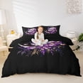 thumbnail image 2 of Homewish Dark Floral Halloween Skull Bedding,Moon Butterfly Daisy Pattern Duvet Cover Full,Black Purple,Black Reversible,3-Piece,1 Duvet Cover and 2 Pillowcases, 2 of 6