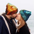thumbnail image 5 of Hirioo Red And Blue Fire Peacock for Men's Knit Cuffed Beanie for Outdoor Activities Unisex, 5 of 6
