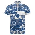 thumbnail image 4 of Blue Willow Chinoiserie Blue And White Porcelain Inspiration Men Zipper T-shirt Summer Casual Short Sleeve T-shirt Top, 4 of 7