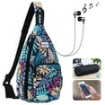 thumbnail image 3 of HAWEE Rope Sling Bag for Women and Men Casual Cross Body Backpack Adjustable Anti-slip Strap/ Bottle Pocket/ Earphone Hole for Travel Hiking Sports, Blue Maple, 3 of 7