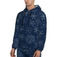 thumbnail image 3 of Sikiie Snowflake Dark Blue Men's Hoodie, Essentials Hoodie, Sweatshirt, Pullover Hooded Sweatshirt for Men-Small, 3 of 7