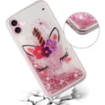 thumbnail image 4 of Case for iPhone 16, iPhone 16 Case Cute Pink Glitter Luxury Sparkle Liquid for Girls Women Quicksand Clear Soft TPU Protective Cover for iPhone 16 6.1 inch Wink Unicorn, 4 of 4