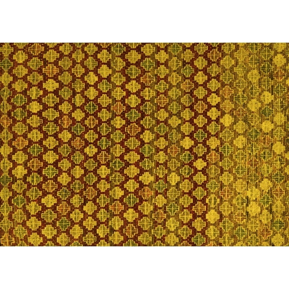 Ahgly Company Machine Washable Indoor Rectangle Abstract Yellow Modern Area Rugs, 2' x 3'