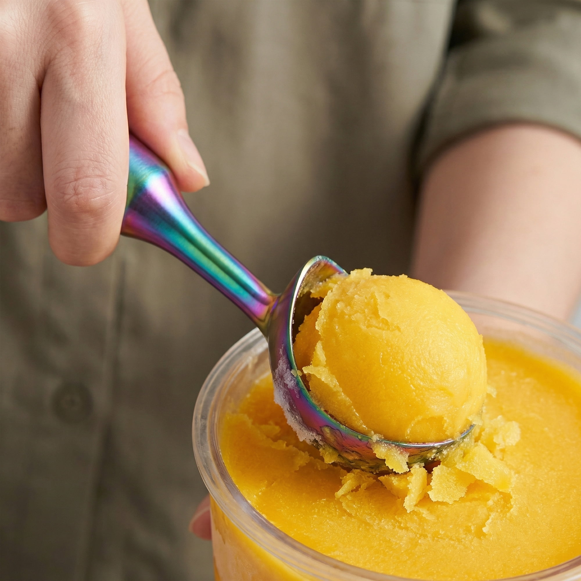 Unique Bargains Great Stainless Steel Ice Cream Scoop with useful Handle Multicolor