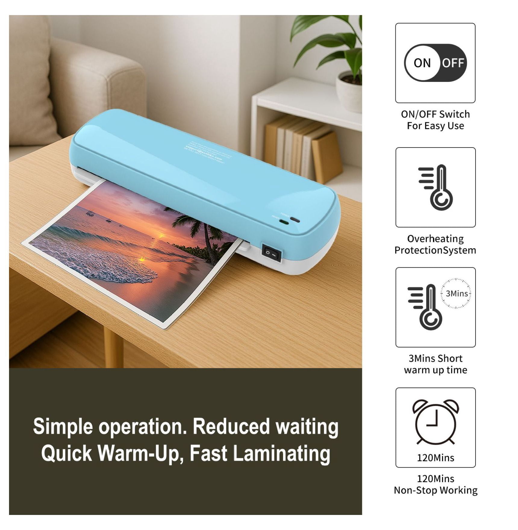 Laminator Machine - A4 A5 A6 Laminator with 10 Sheets - Fast Laminating, Never Jam, Color Preservation - Home, School, Office Supplies