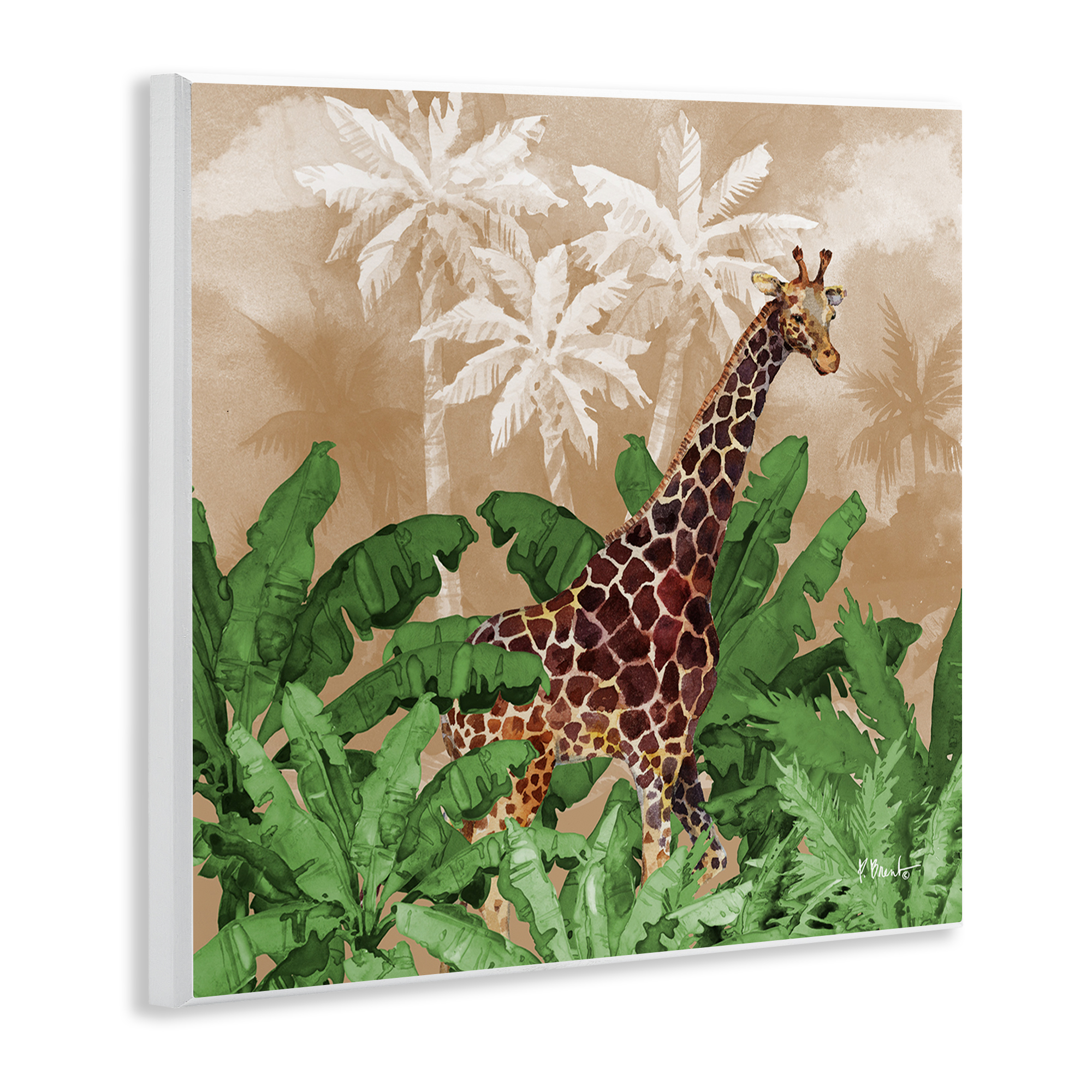 Stupell Industries Jungle Life Giraffe Animals & Insects Painting Unframed Art Print Wall Art, 12 x 12
