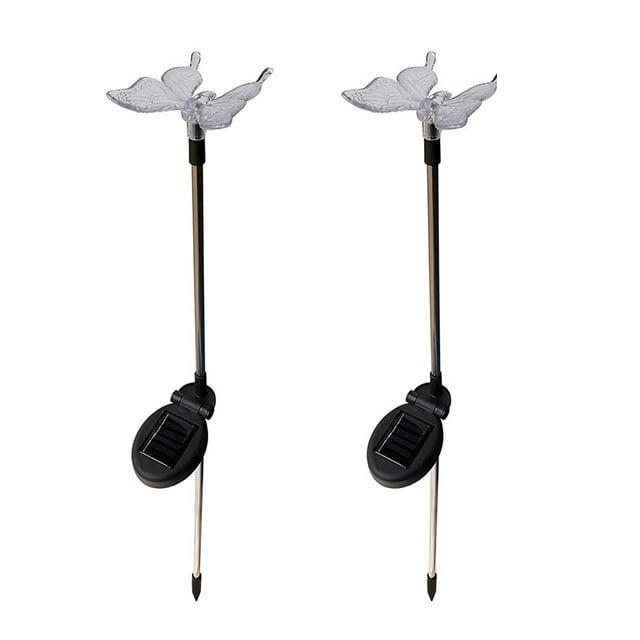 ZheElen 2PCS Solar Garden Lights Changing Bird Dragonfly Solar Powered Pathway Lights Outdoor Landscape Path Lawn Lamp