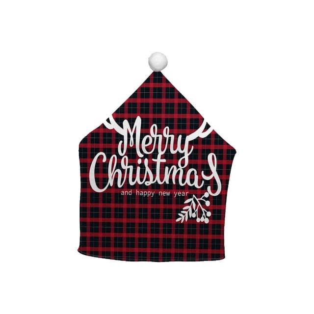 Cubiertas de la Silla de Navidad Cubierta de Respaldo Corto Decorativo 65x50cm, Poliéster de la Serie Santa Claus para el Comedor Cubiertas de la Silla Del Banquete Del Hotel para el Comedor Conjunto