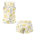thumbnail image 4 of Xoenoiee Lemon Bow Floral Print Plus Size Swimsuit for Women Two Piece Modest Tankini Full Coverage Tummy Control Bathing Suits with Shorts, 6XL, 4 of 7