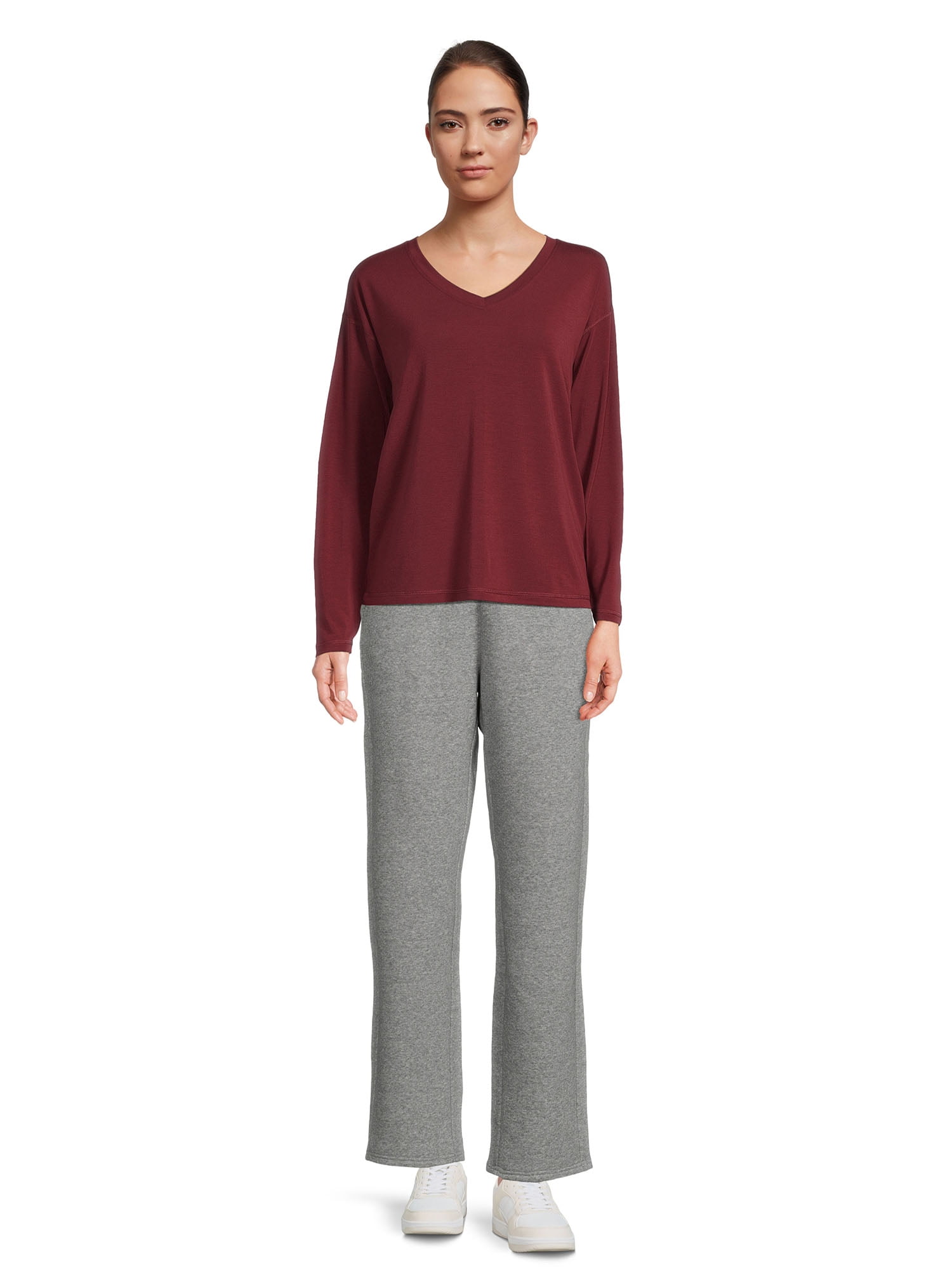 Athletic Works Women’s Dri More Boxy Tee with Long Sleeves, Sizes XS-XXXL