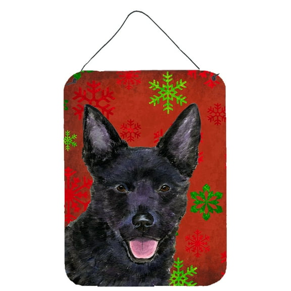 Australian Kelpie Red Green Snowflakes Christmas Wall or Door Hanging Prints