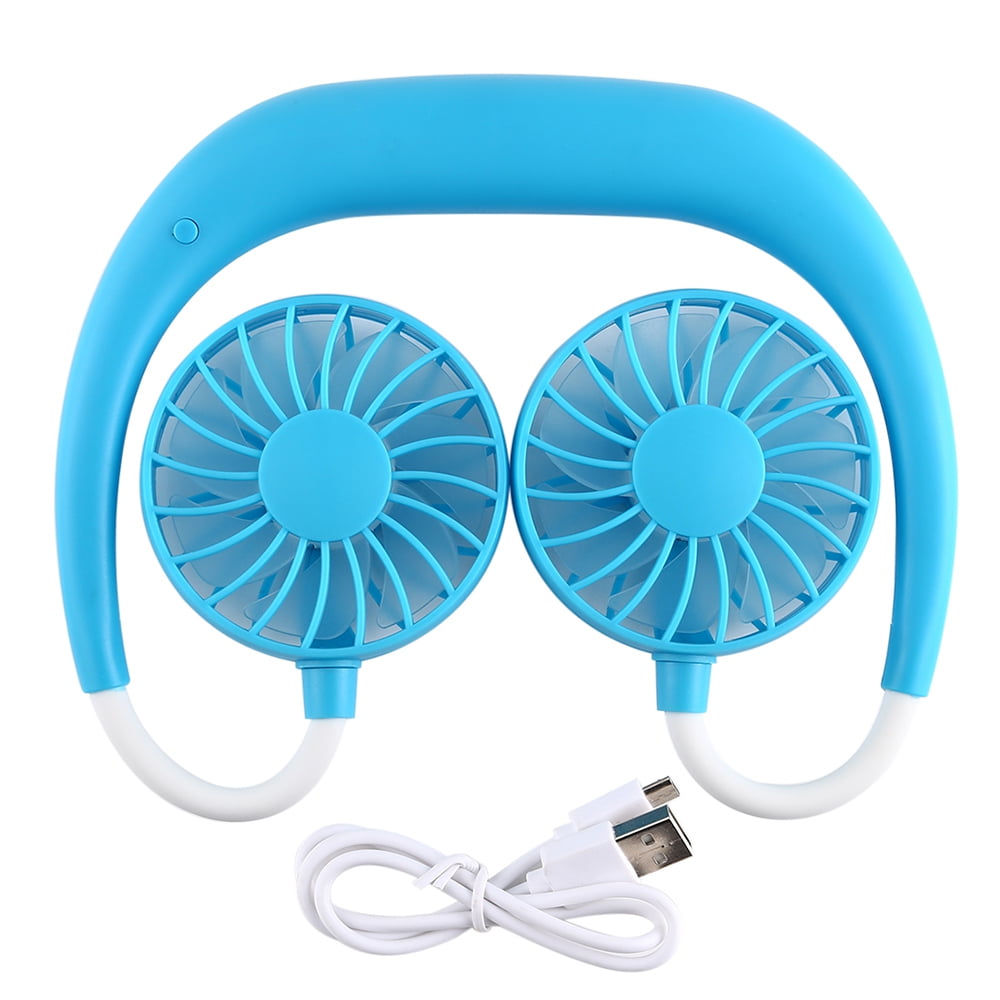 Neckband Lazy Fan 3 Speeds Adjustable Wearable Fan USB Charging, Blue