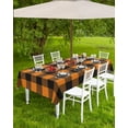 thumbnail image 2 of Halloween Tablecloth with Umbrella Hole and Zipper Orange and Black Plaid Outdoor Tablecloths 60x84 Outside Table Clothsered Patio Table Cloth Cover for Holiday Party Picnic Backyard Garden Decor, 2 of 5
