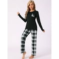 thumbnail image 2 of DARING DIVA Women's Soft Long Sleeve Plaid Pajama Set with Pockets XS Black, 2 of 6