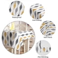 thumbnail image 5 of Gold and Grey Tablecloth Rectangle/Oval Geometric Stripes Table Cloth Outdoor Waterproof Gold and Grey Tablecloths for Party Picnic Indoor Table Cover for Dining/Kitchen 60x102inch, 5 of 6