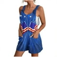 thumbnail image 3 of QATAINLAV Women's Casual Sleeveless Rompers 4th of July Short Jumpsuits 2024 Trendy Red White and Blue American Flag Strap Overall Shorts Festival Outfits Today Deals Multicolor M, 3 of 6
