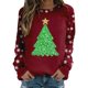 thumbnail image 1 of Gibobby Sudaderas para mujer Sudadera de moda para mujer con estampado de Navidad, cuello redondo, camisetas informales de manga larga, camisas de entrenamiento(Vino,CH), 1 of 5