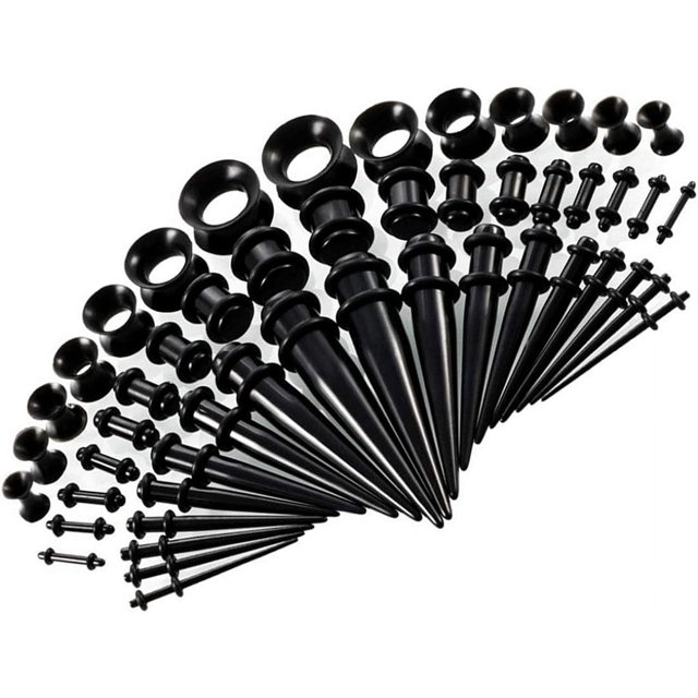Tunnel Set 1.6-10mm Dehnset Acryl Dehnstab Taper Dehnungstäbe Silikon Ohr Tunnels 3mm 4mm 5mm 6mm 8mm 10mm 12mm Plugs 50 Stück Schwarz Blau Türkis Weiß Klar Expander Damen Herren