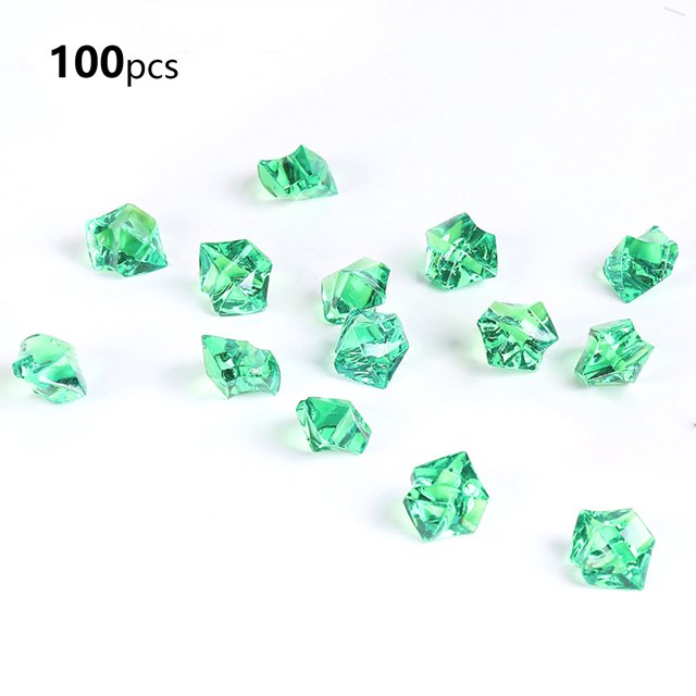 (verde oscuro) imitación de hielo triturado, pecera acrílica decorada con cristales de colores, decoración de jarrón 11*14mm, acrílico
