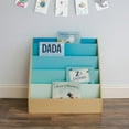thumbnail image 3 of Humble Crew Skylar Kid's Wooden Bookcase Storage Rack with 5 Tiers, Natural/Aqua, 3 of 5