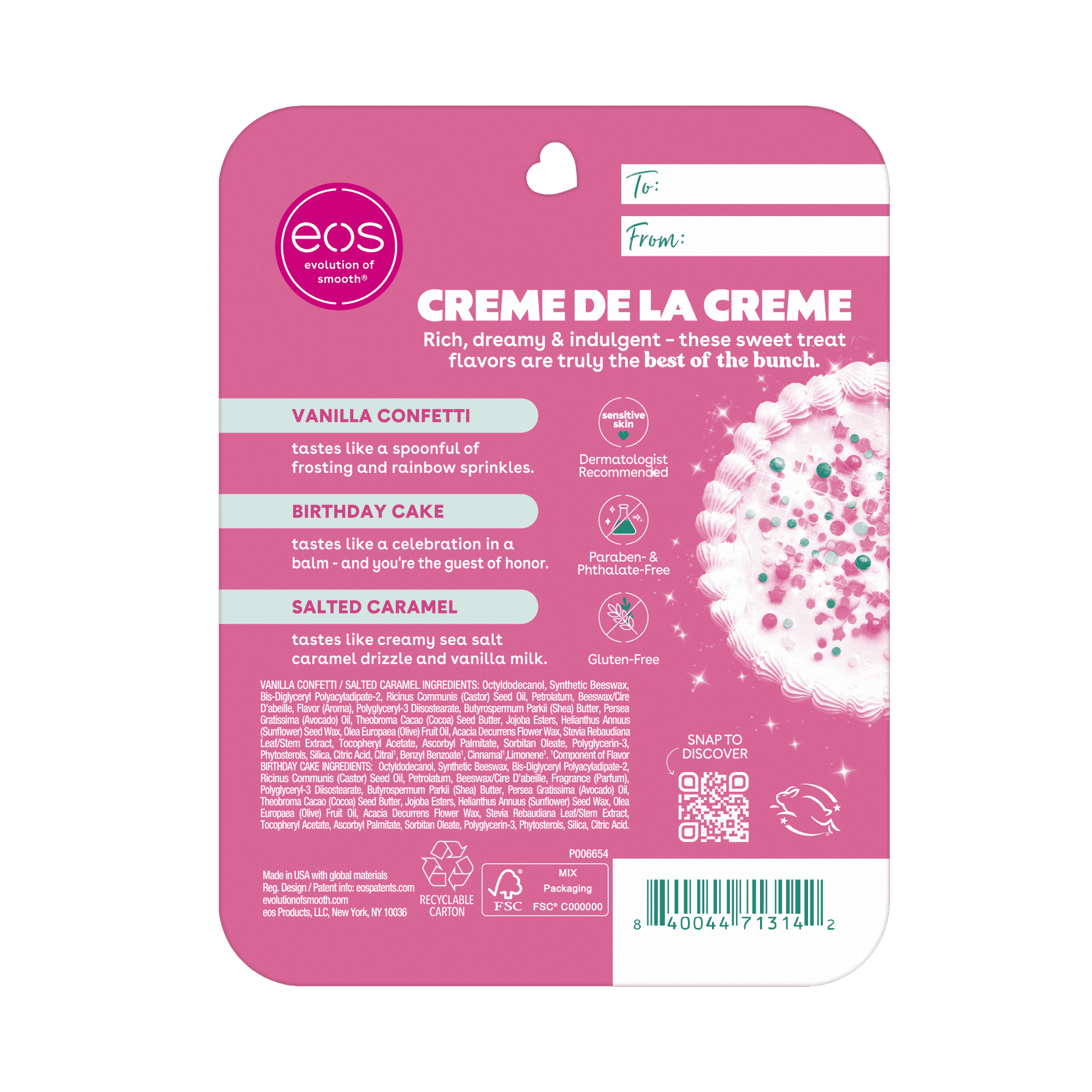 eos 24H Moisture Super Balm Minis- Crème De La Crème, Lip Sleeping Mask, 0.169 fl oz, 3-Pack