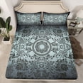 thumbnail image 2 of jejeloiu Vintage Baroque Floral Bed Sheets,Gothic Damask Print King Sheets,Lightcyan Black Sheet Set For Kids,Breathable Home Decor,4-Piece, 2 of 7