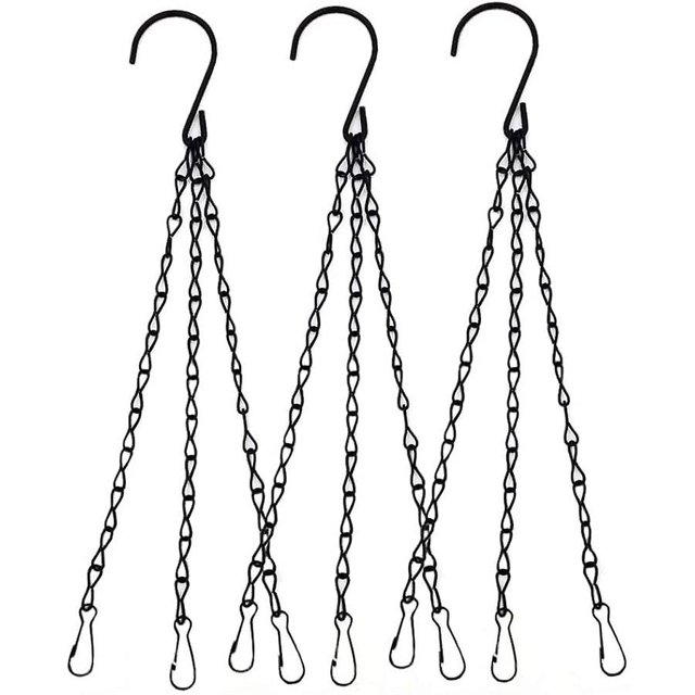 Hanging Basket Chain, 3 Sets Plant Hanger Metal Chains with Clips for Flower Pots, Planters, Birdcage, Lanterns, Billboard and Ornaments (Black)