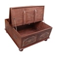 thumbnail image 2 of 18 Inch Tall Vintage Trunk Storage Coffee Table | Rectangle Solid Wood Chest Cabinet | Hand Carved Indian Cocktail Furniture, 2 of 9