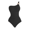 thumbnail image 4 of Rhuody One Piece Swimsuit Women Sleeveless Suspender One Shoulder Solid Color Swimwear Classic Bathing Suit Black L, 4 of 4