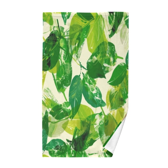 Pure Cotton Face Towel 16x28 Inches Hand Towel Bath Towel Hand Bath Towels Soft Good Water Absorption for Washing Face Wiping Face Cartoon Green Leaves Seamless