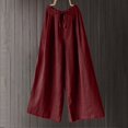 thumbnail image 4 of leijia Linen Wide Leg Pants Women Drawstring Long Pants Casual Loose Fit Elastic Waisted Palazzo Pants Summer Lounge Trousers with Pockets, 4 of 9