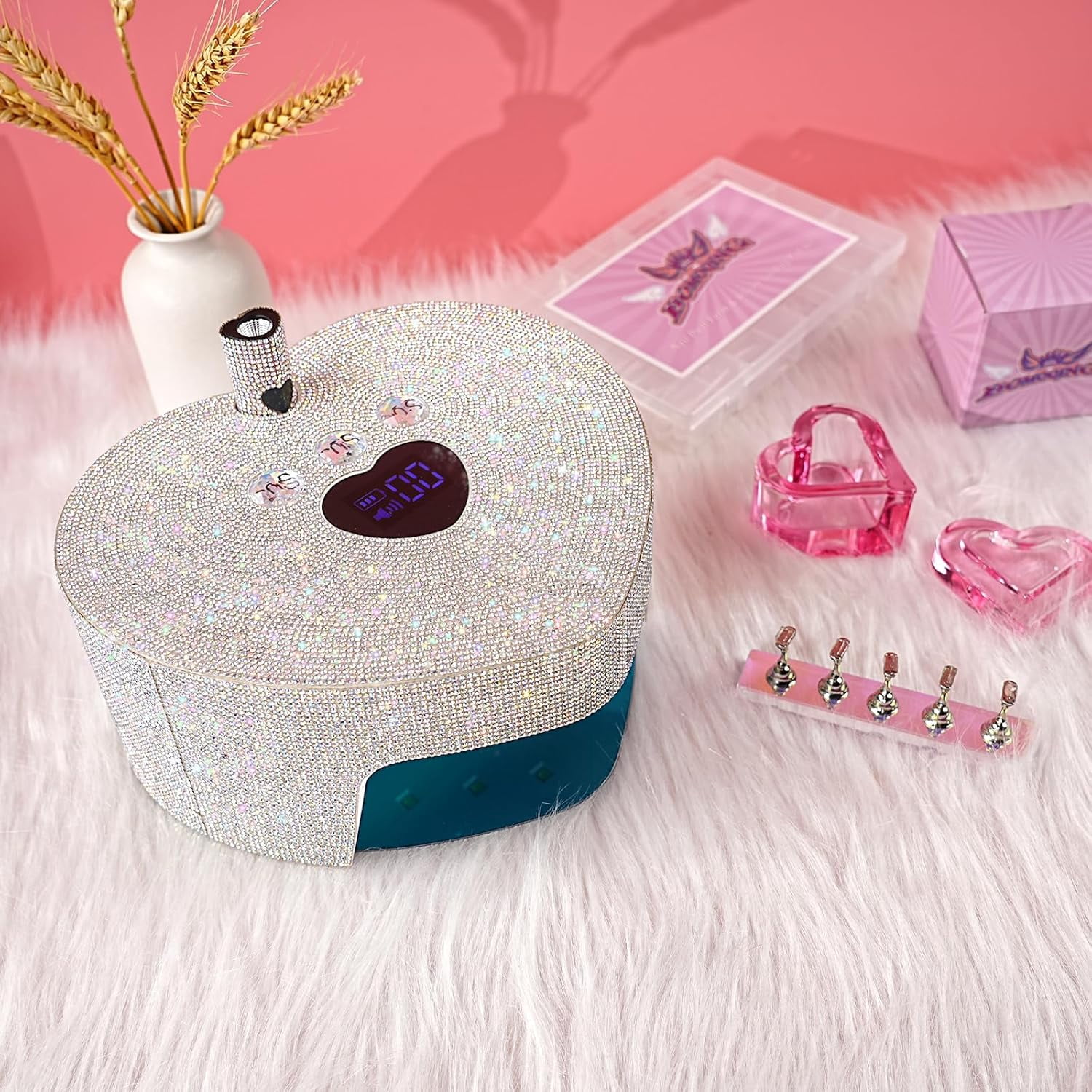UV LED Nail Lamp, Rechargeable UV Light for Gel Nails, 86w Diamond Nail Dryer with a Handheld Nail Light, Professional Quick Dry Curing Lamp with 3 Timer Setting for Salon & Home Use