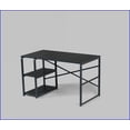 thumbnail image 4 of Desks: 47” Industrial Writing & Computer Desk with 2 Shelves, Black Metal Frame | Solid Wood | Wooden Top, 4 of 5