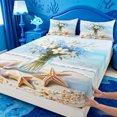 thumbnail image 4 of meiyoeat Beach Floral Vase Bed Sheets For Boys,Shell Print Full Size Sheets,4pcs,1 Flat Sheet,1 Fitted Sheet and 2 Pillowcases, 4 of 6