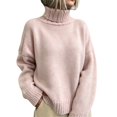 thumbnail image 4 of GILIGEGE Turtleneck Sweater for Women Long Sleeve Casual Knit Pullover Soft Chunky Knit,Oversized Loose Fit Trendy Casual Work Office Going Out Tops 2026 Fall Winter Fashion Outfits Pink S, 4 of 4