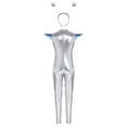 thumbnail image 6 of iiniim Girls Cap Sleeve Full Bodycon Jumpsuit Alien Robot Outfits with Hair Hoop for Stage Performance Silver 10, 6 of 7
