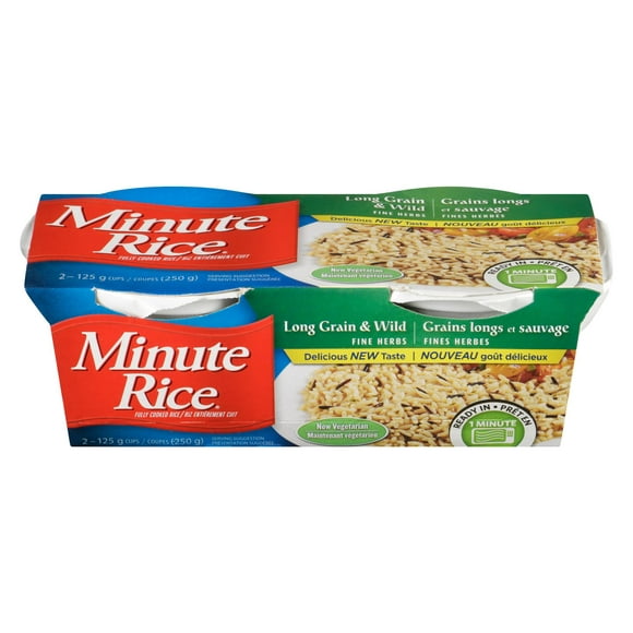 Riz à grains longs et riz sauvage - fines herbes en coupe Minute Rice®, 250 g 125 g x 2 emballages