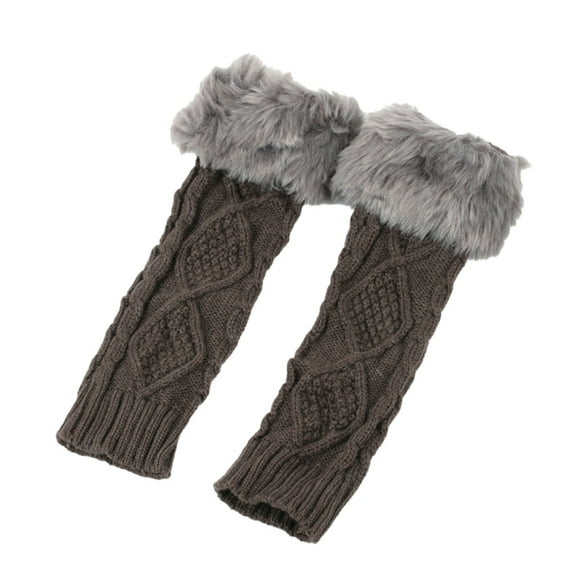 Otqutp Teen Girls Soft Mittens Arm Warmer Fingerless Gloves for Women Winter Warm Thumb Hole Mittens Knitted Arm Sleeves Long Fingerless Gloves(Dark Gray,One Size)